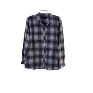 Plaid Button-Down Gray/blue Shirt in Gray by North River 2X